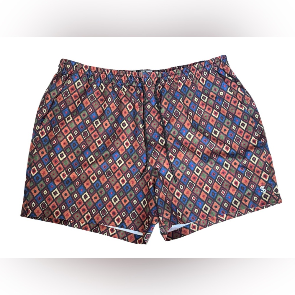 Todd Snyder Abstract Diamond Montauk Swim Shorts Size XXL NWT Multi